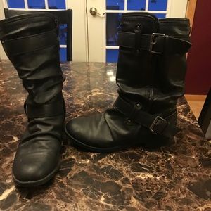 Report black mid calf boots